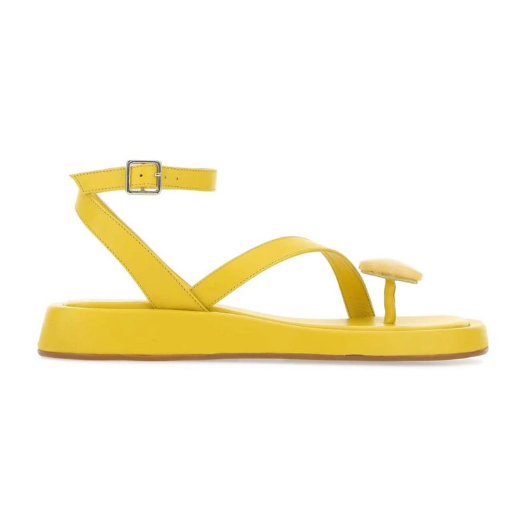 Żółta skórzana Rosie 18 -stringi sandały Gia Borghini