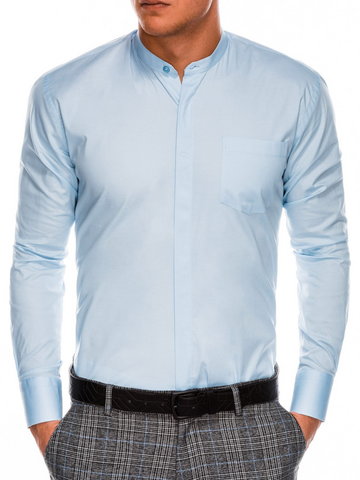 Koszula męska elegancka z długim rękawem BASIC K307 - błękitna - S