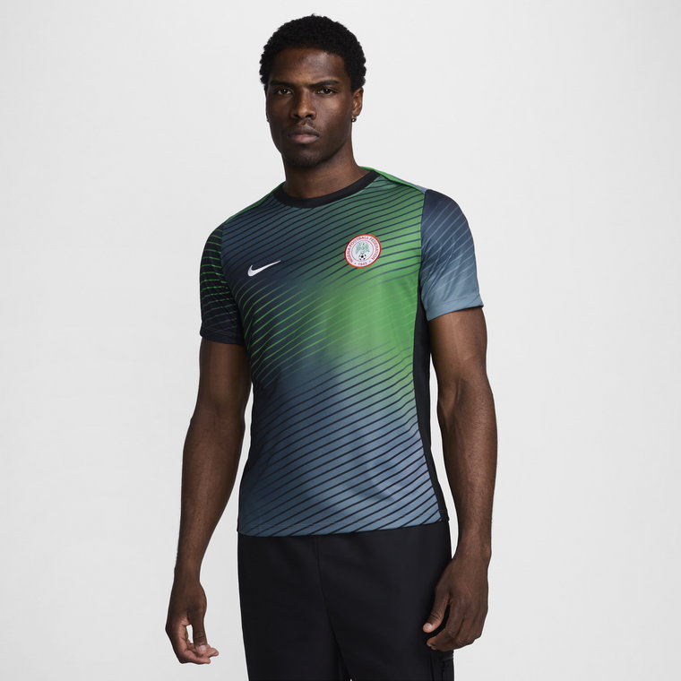 Męska przedmeczowa koszulka piłkarska z krótkim rękawem Nike Dri-FIT Nigeria Academy Pro - Szary