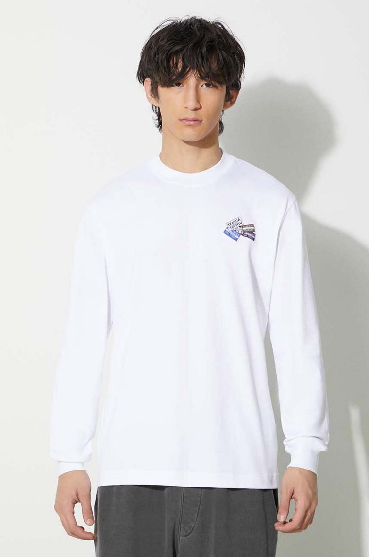 Lacoste longsleeve bawełniany kolor biały z aplikacją TH2061 001