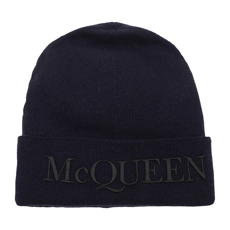 Stylowa czapka Beanie w kolorze granatowym i czarnym dla mężczyzn Alexander McQueen