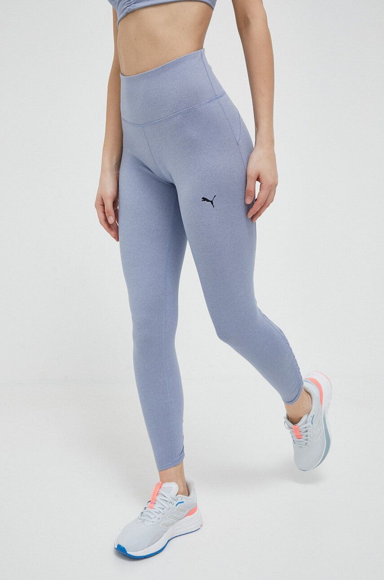 Puma legginsy treningowe Studio Foundation damskie kolor niebieski gładkie