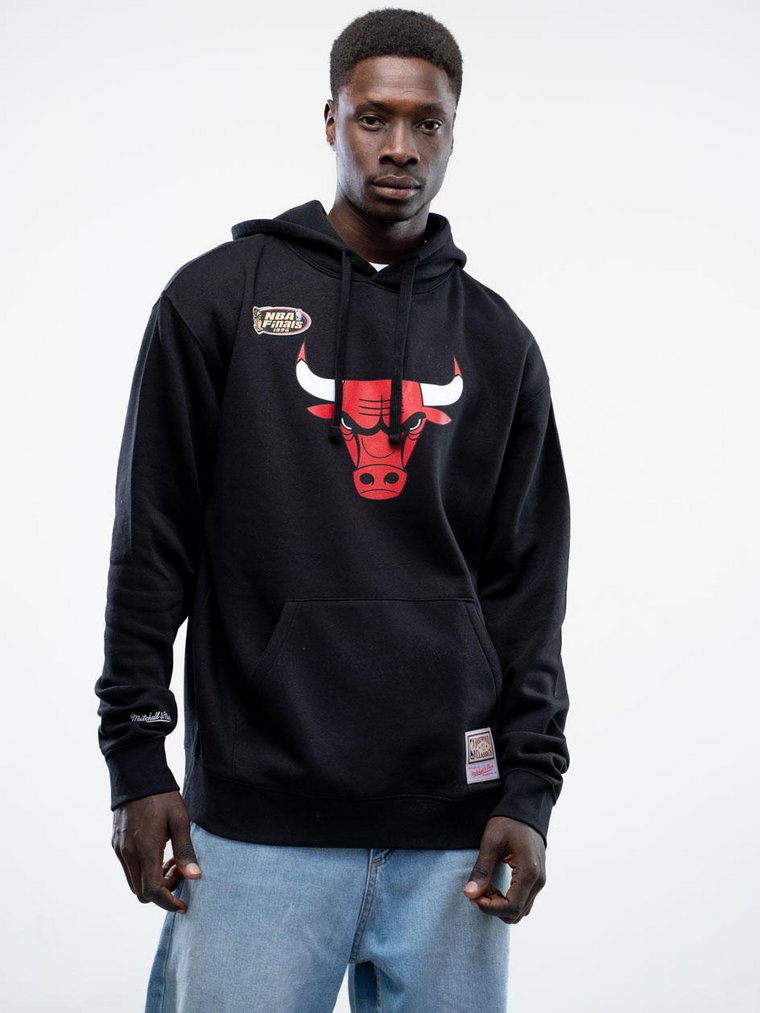 Bluza Z Kapturem Męska Czarna Mitchell & Ness Chicago Bulls NBA Team Logo