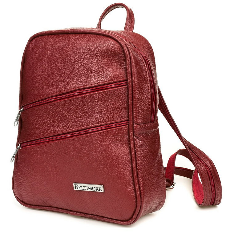 Bordowy plecak torebka damska Skórzana Beltimore czerwony