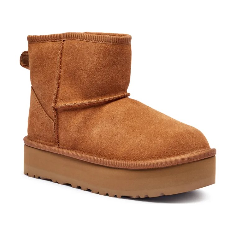 UGG Skórzane śniegowce CLASSIC MINI PLATFORM | z dodatkiem wełny