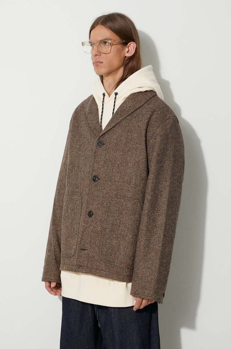 Filson kurtka wełniana Decatur Island Wool kolor brązowy przejściowa FMCPS0051