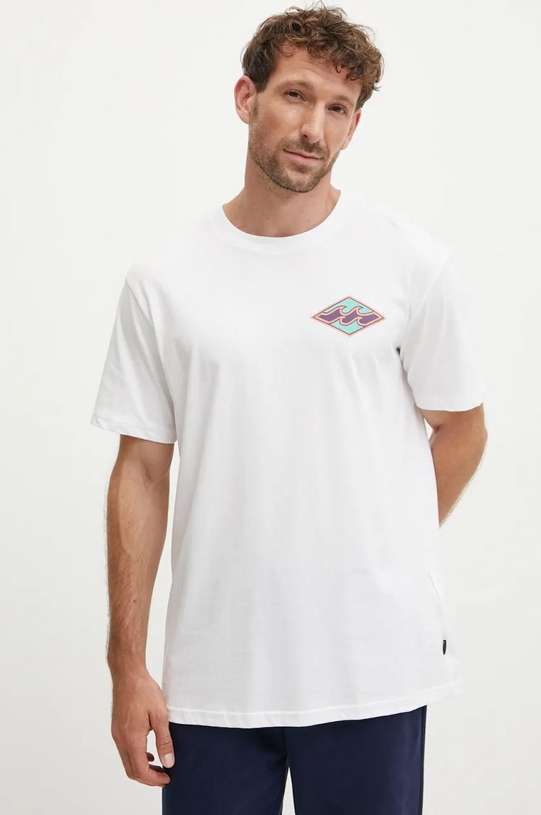 Billabong t-shirt bawełniany Crayon Wave męski kolor biały z nadrukiem ABYZT02443