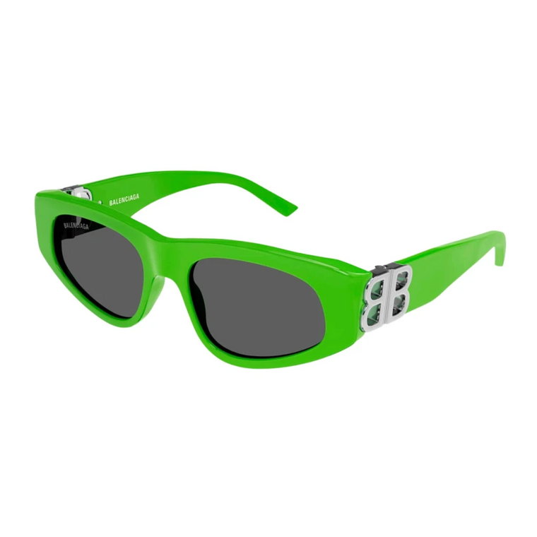 Wintage-inspirowane Zielone i Srebrne Okulary Cat-eye Balenciaga