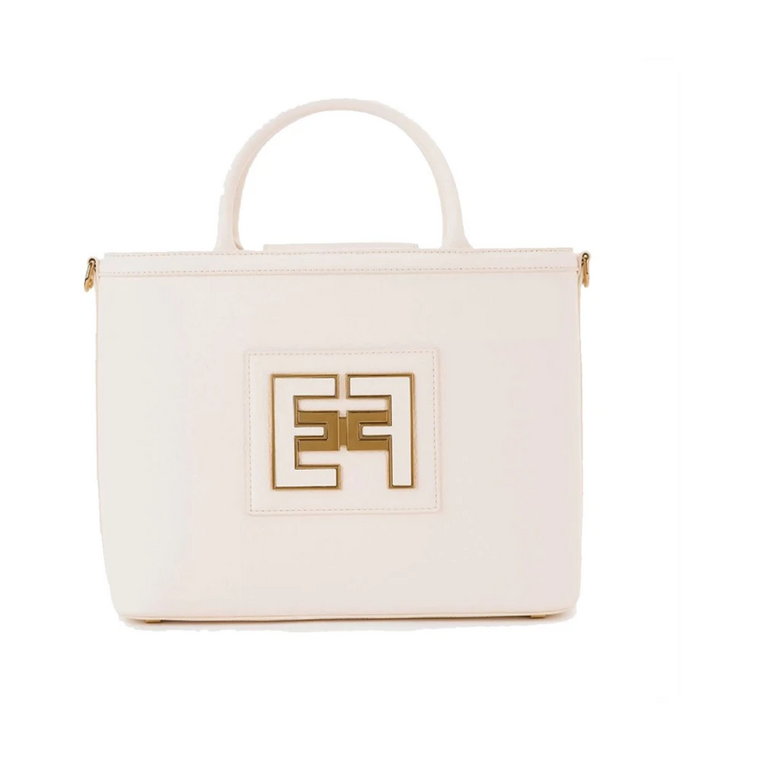"Średnia torba z nadrukiem i metalową płytą z logo" Elisabetta Franchi