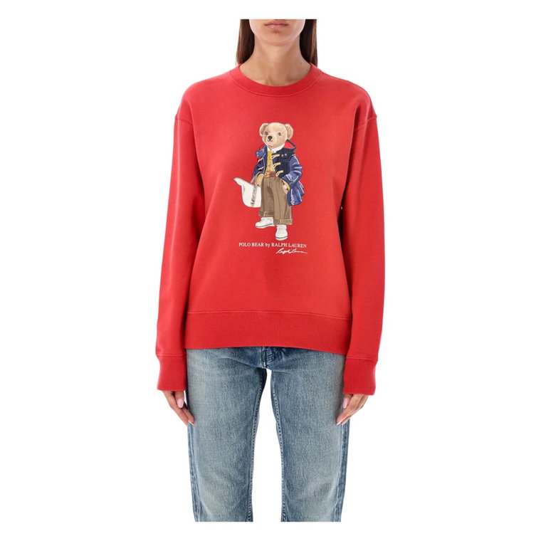 Czerwony Sweter Aw23, Bear Crewneck Sweatshirt Ralph Lauren