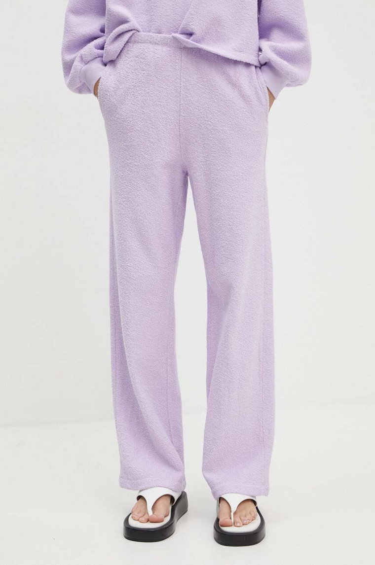 American Vintage spodnie dresowe bawełniane kolor fioletowy gładkie BOBY05BH24