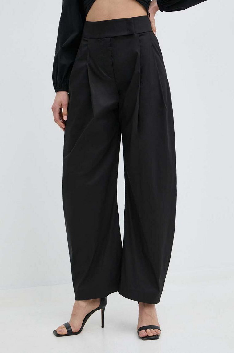 Pinko spodnie damskie kolor czarny proste high waist 103577 A1TX