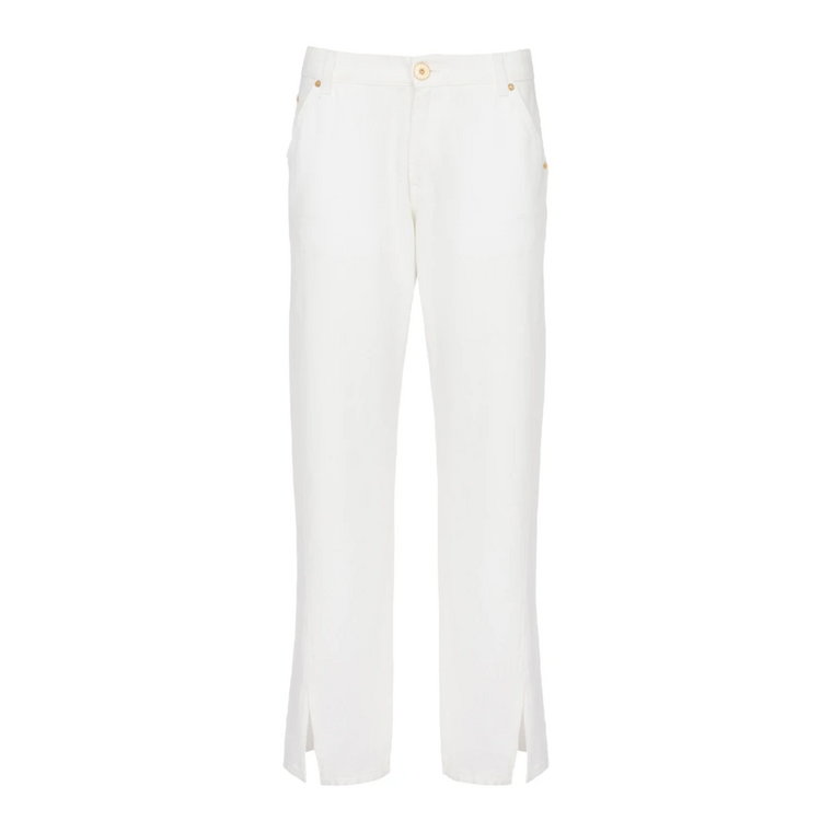 Białe proste jeansy z denimu Balmain