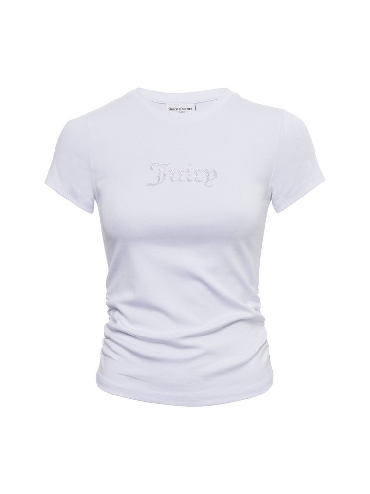 Juicy by Juicy Couture Koszulka damska - Dot Ruched Tee Kobiety Modal biały jednolity, S