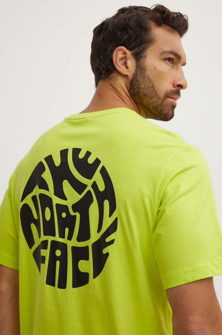 The North Face t-shirt bawełniany męski kolor zielony z nadrukiem NF0A8799RIQ1