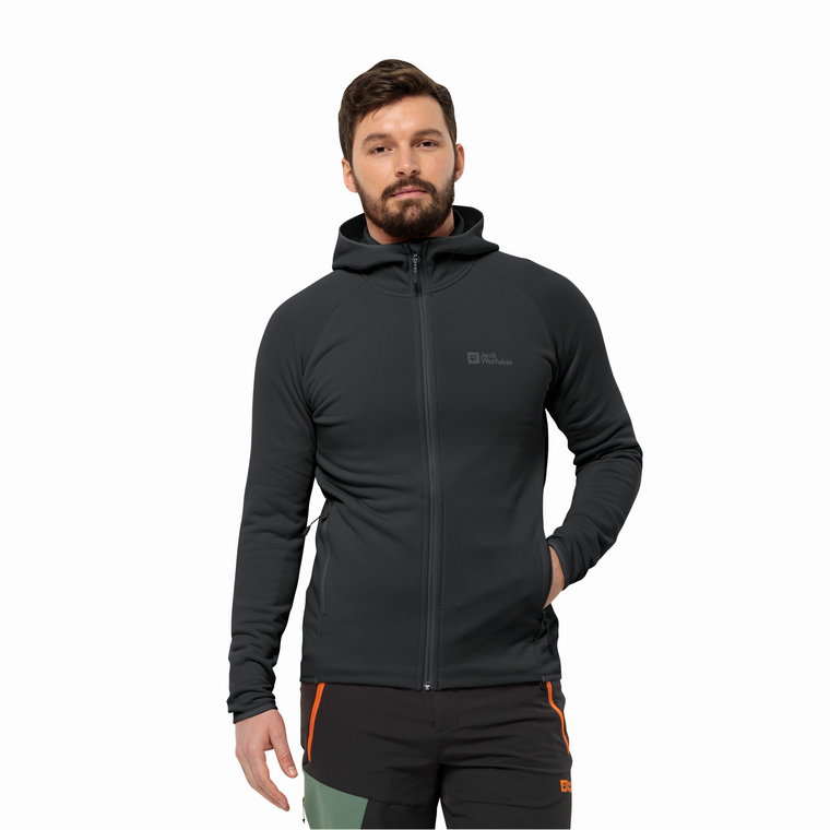 Męski polar Jack Wolfskin BAISELBERG HOODED FZ M black - S