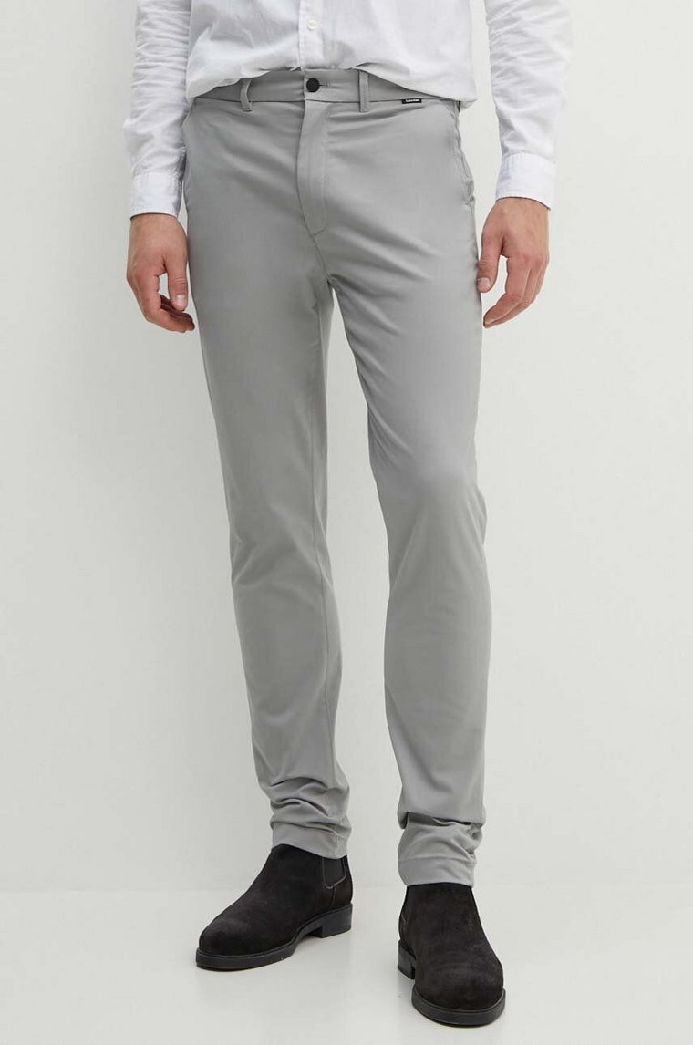 Calvin Klein spodnie męskie kolor szary dopasowane K10K113696