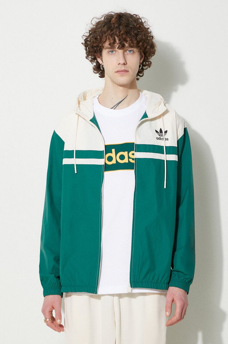 adidas Originals bluza męska kolor zielony z kapturem wzorzysta IU0201