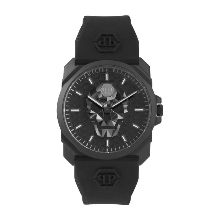 Czarny Zegarek z Paskiem z Silikonu 40mm Philipp Plein