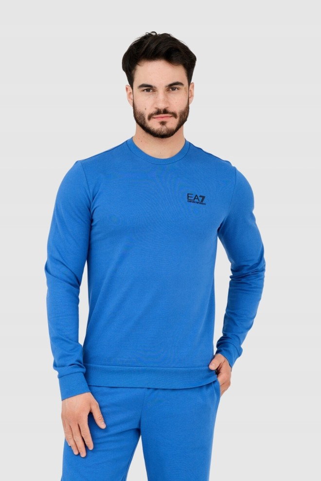 EA7 Niebieska bluza męska z czarnym logo