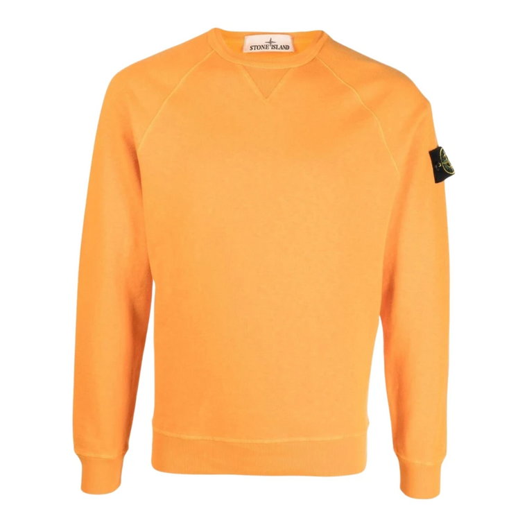 Pomarańczowy Sweter z Bawełny z Ikonicznym Logo Stone Island