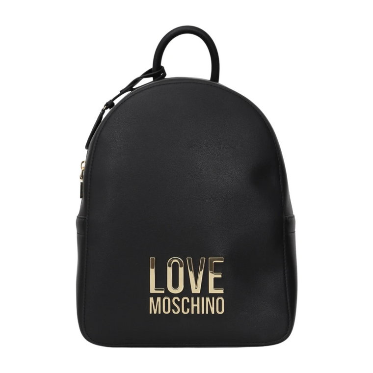 Czarny plecak z ekoskóry z złotym logo Love Moschino