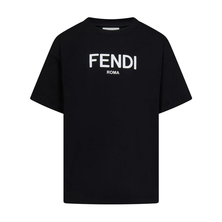 Koszulka z Okrągłym Dekoltem dla Chłopców z Nadrukiem Fendi Roma Fendi
