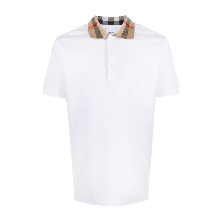 Biała Koszulka Polo z Wzorem Burberry dla Mężczyzn Burberry