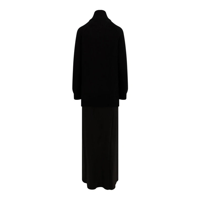 Czarna Sukienka z Golfem Semicouture