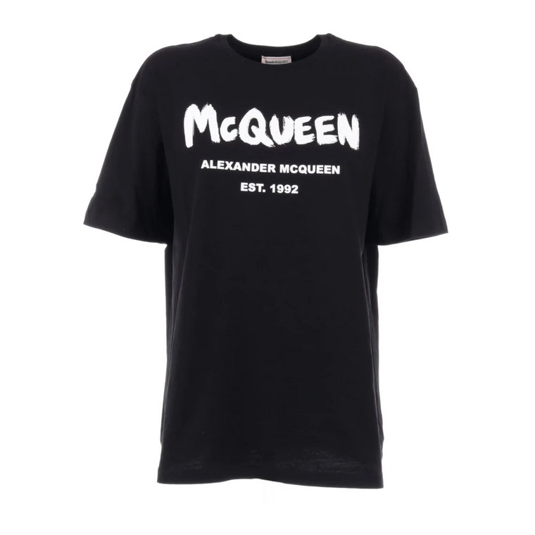 Czarna Oversize Bawełniana Koszulka dla Kobiet Alexander McQueen