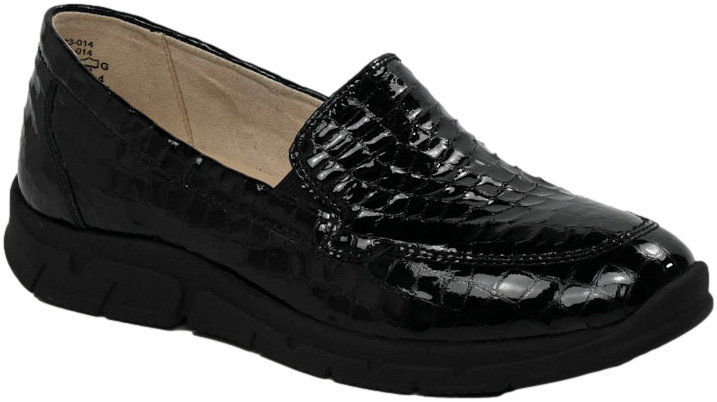 Półbuty Wygodne Caprice 9-24651-43 Black Croco Skóra Naturalna