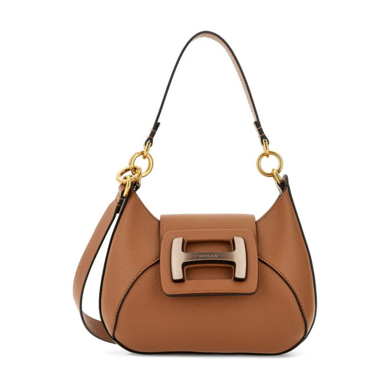 Butterscotch Brown Mini H-Bag Hobo Torba na ramię Hogan