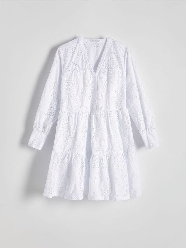 Reserved - Ażurowa sukienka mini - biały