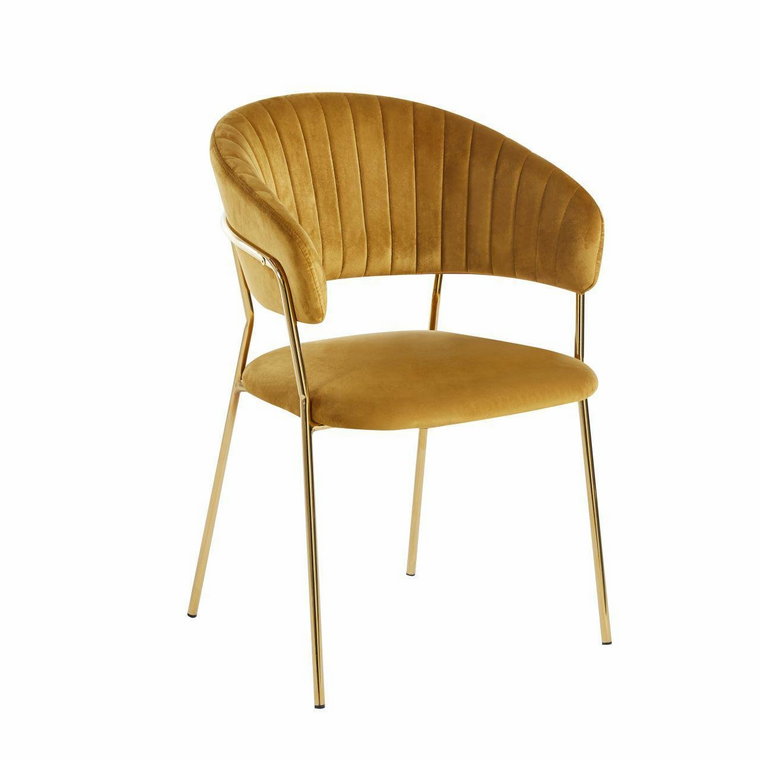 Krzesło Glamour velvet żółte/ złote nogi