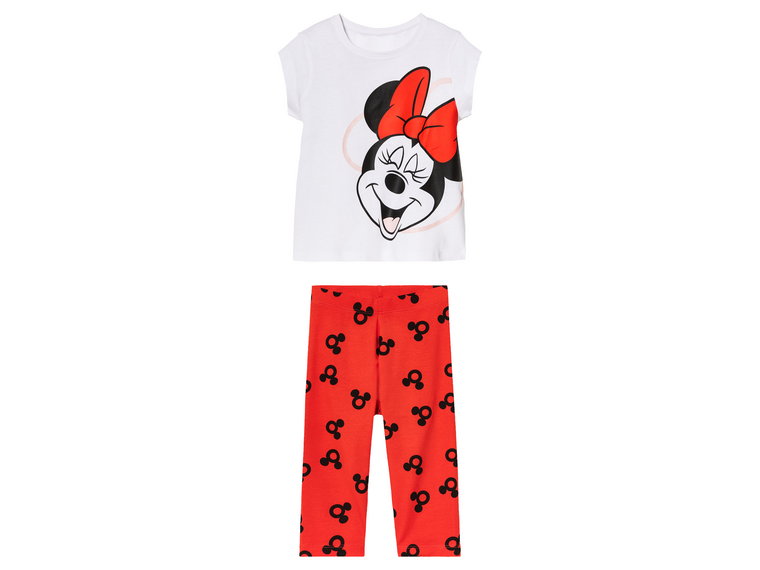 Komplet dziewczęcy z Myszką Minnie (t-shirt + legginsy 3/4) (134/140, Biały/czerwony)