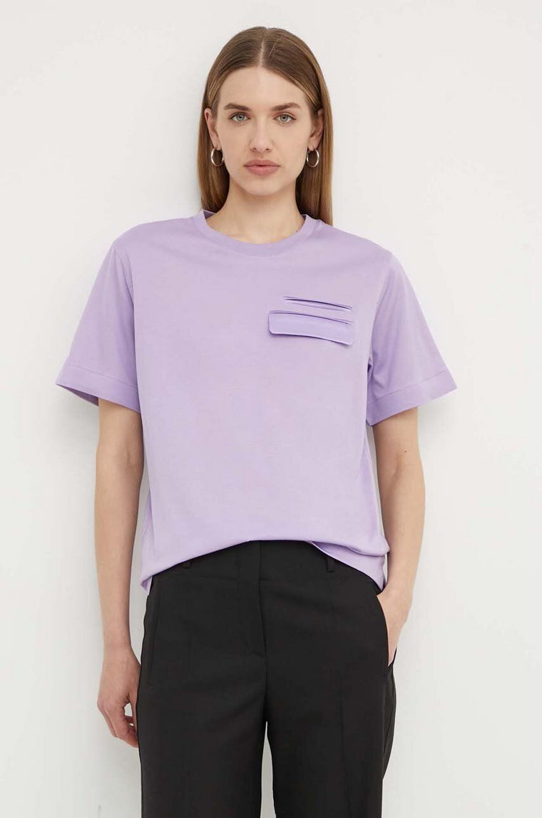 BOSS t-shirt bawełniany damski kolor fioletowy 50521741
