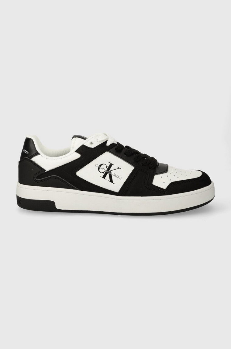 Calvin Klein Jeans sneakersy skórzane BASKET CUPSOLE LOW LTH ML FAD kolor czarny YM0YM00884