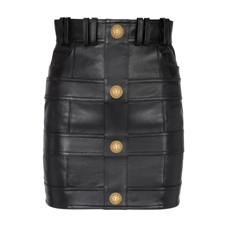 High-waisted leather skirt Balmain