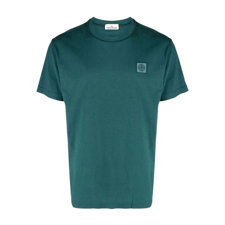 Zielony T-shirt z naszywką kompasu Stone Island