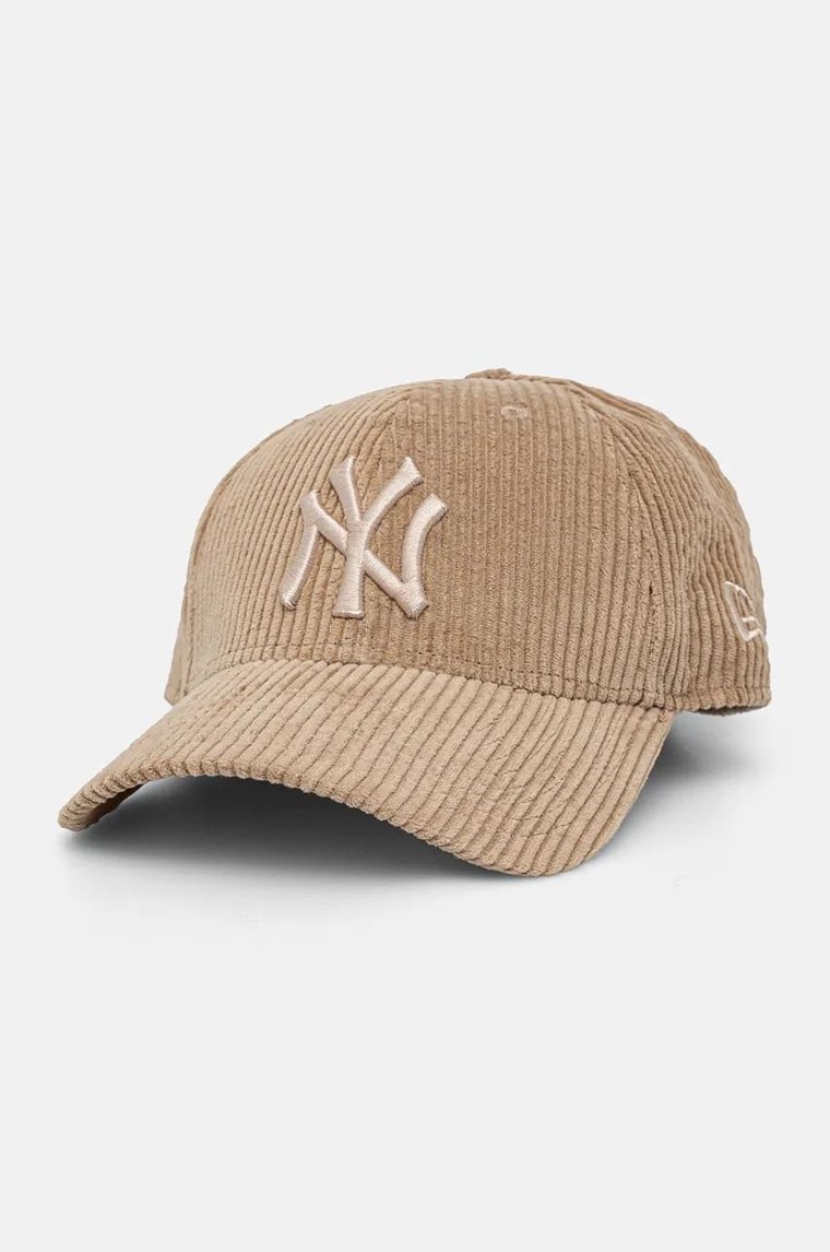 New Era czapka z daszkiem bawełniana NEW YORK YANKEES kolor beżowy z aplikacją 60565329