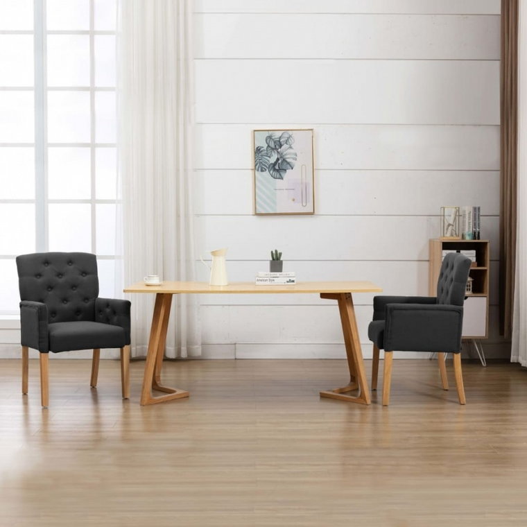 Krzesło stołowe z podłokietnikami, szare, obite tkaniną kod: V-287940