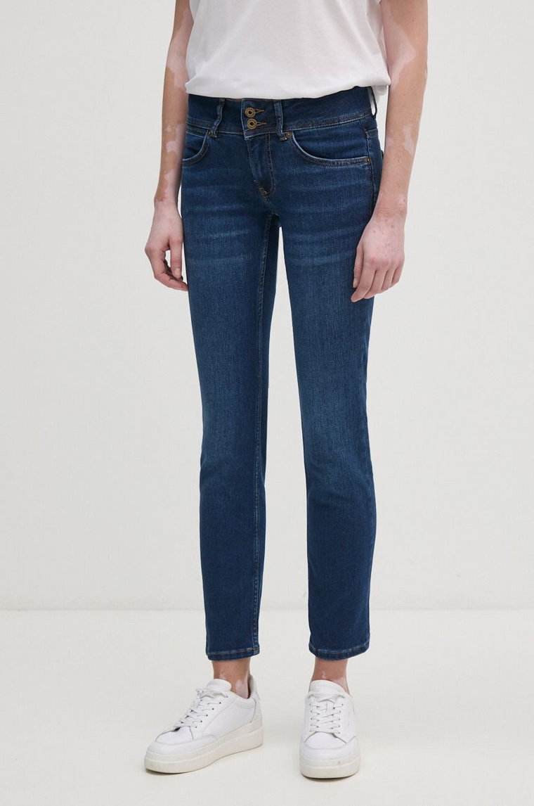 Pepe Jeans jeansy SLIM JEANS LW damskie kolor granatowy PL204729DP6