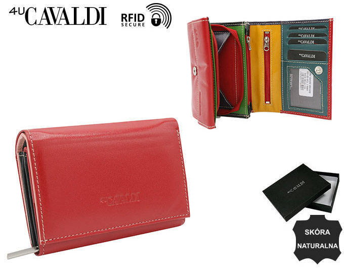 Klasyczny, skórzany portfel damski na zatrzask  4U Cavaldi