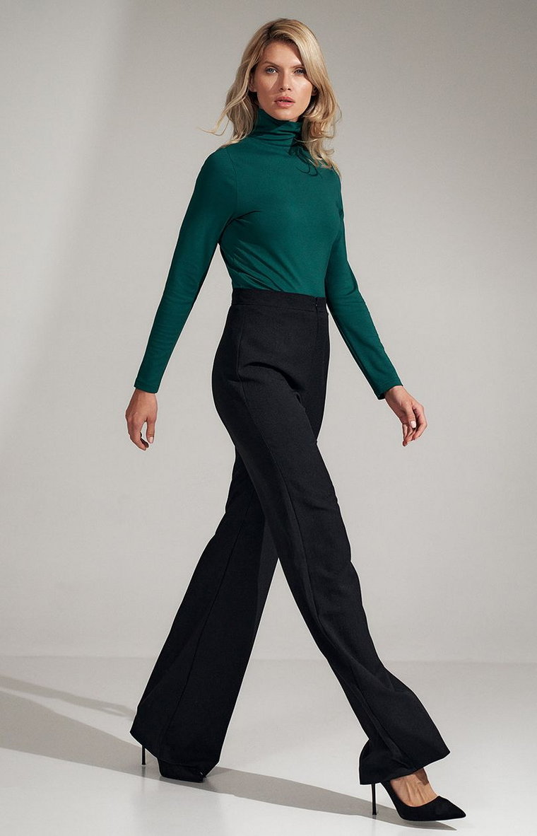 Eleganckie spodnie z wysokim stanem M721, Kolor czarny, Rozmiar L, Figl