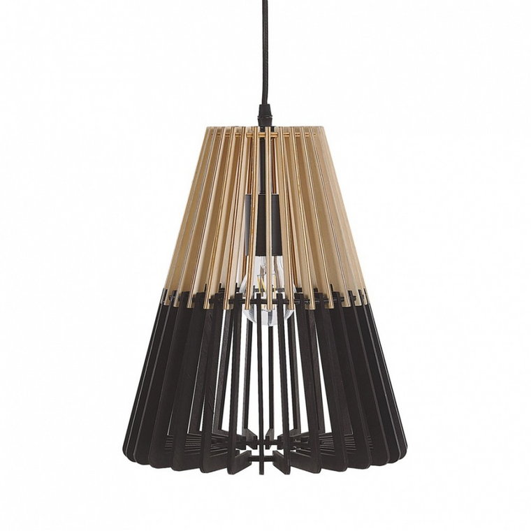 Lampa wisząca jasne drewno czarny CAVALLA kod: B229098