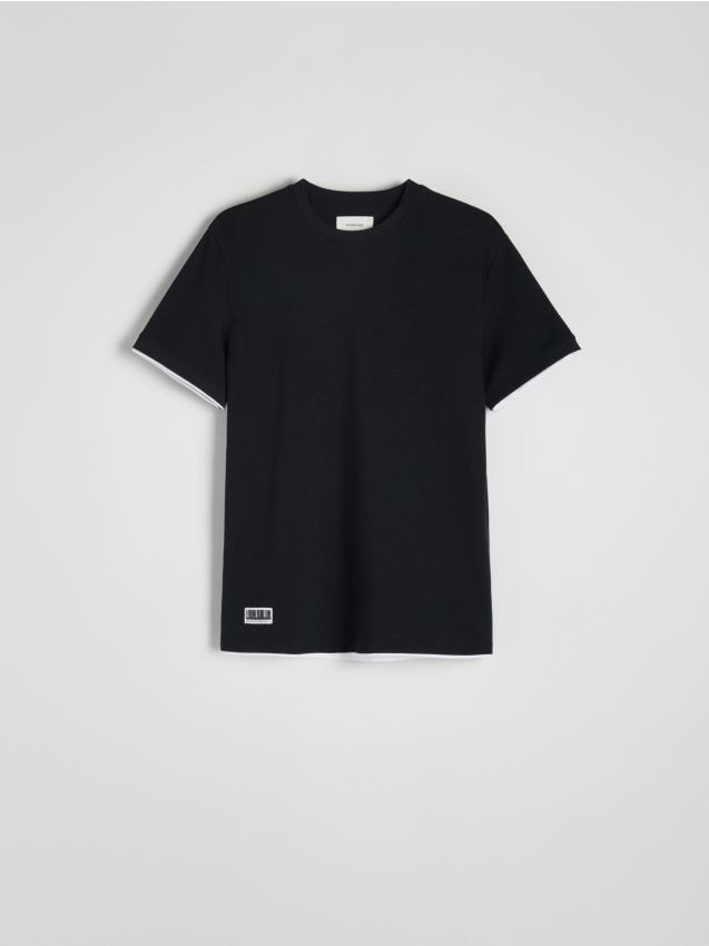 Reserved - T-shirt regular z naszywką - czarny