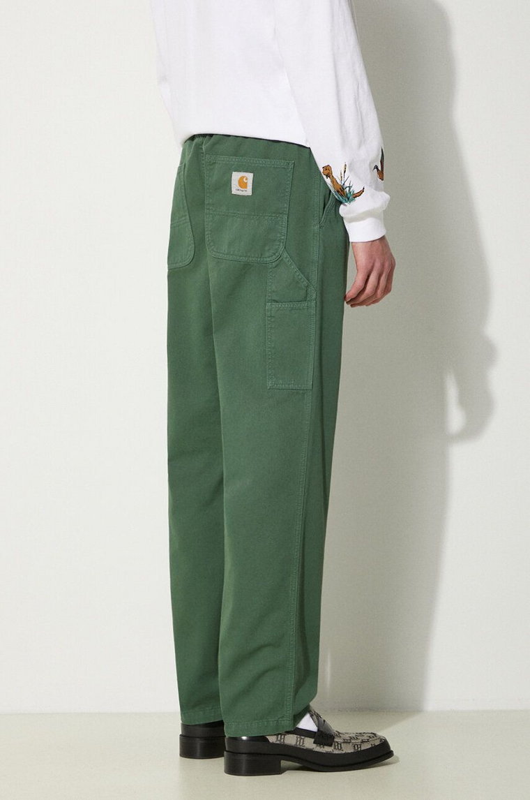 Carhartt WIP spodnie bawełniane Flint Pant kolor zielony proste I029919.29NGD
