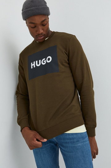 Hugo bluza bawełniana 50467944 męska kolor zielony z nadrukiem