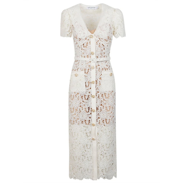 Elegant Cream Lace Midi Dress Self Portrait