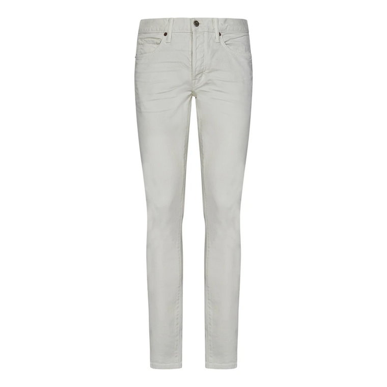 Wąskie białe jeansy z zapięciem na guziki Tom Ford